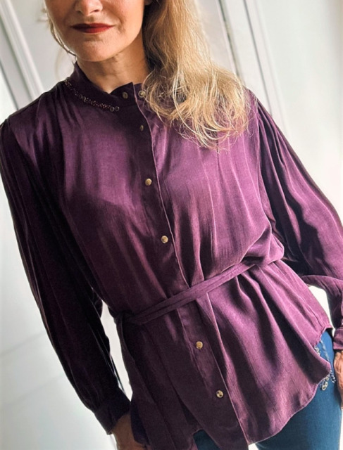 DI'SHE KOSZULA BURGUND STÓJKA +PASEK DI'SHE KOSZULA BURGUND STÓJKA +PASEK