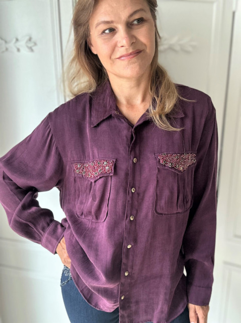 DI'SHE KOSZULA BURGUND ZDOBIONE KIESZENIE DI'SHE KOSZULA BURGUND ZDOBIONE KIESZENIE