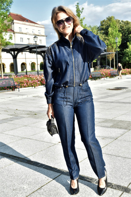 DI'SHE SPODNIE GRANATOWE Z KAMYCZKIEM 100% TENCEL