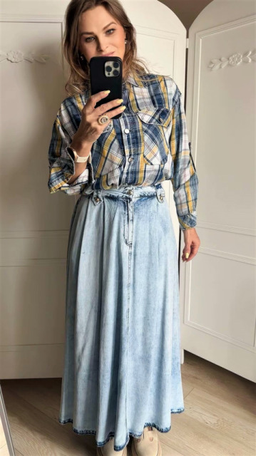 DI'SHE SPÓDNICA MAXI Z WYSOKIM STANEM ZAKŁADKI W PASIE DI'SHE SPÓDNICA MAXI Z WYSOKIM STANEM ZAKŁADKI W PASIE