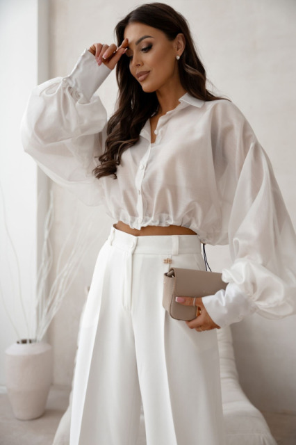 La Diva Mia KOSZULA LEKKO TRANSPARENTNA REGULOWANA W TALII