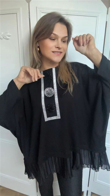 ELEGANCKA TUNIKA CZARNA KIMONO NIETOPERZ LUZ I SWOBODA