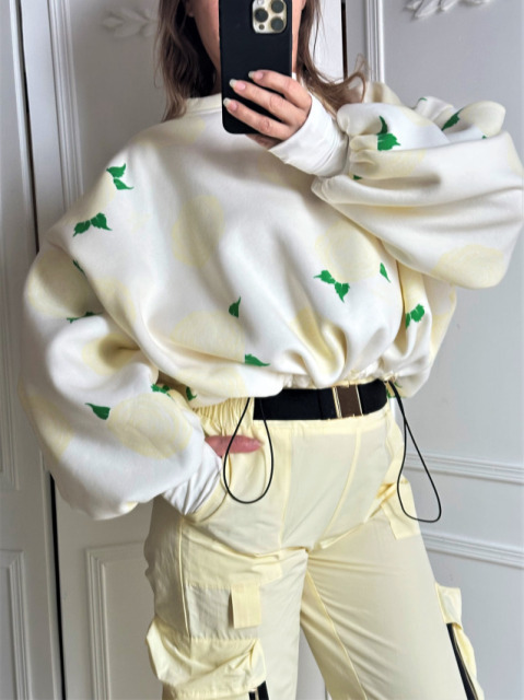 LAVESTINO BLUZA OVERSIZE CYTRYNOWY PRINT