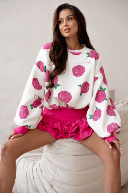 LAVESTINO BLUZA OVERSIZE RÓŻANY PRINT