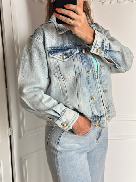 DI'SHE LŚNIĄCA KURTECZKA BLUE TENCEL