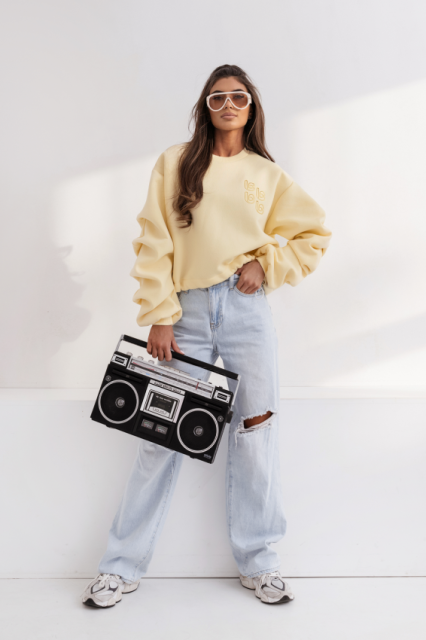 LaBALANCIA BLUZA OVERSIZE DRAPOWANE RĘKAWY ŻÓŁTY