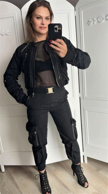 LAVESTINO ZGRABNE SPODNIE BOJÓWKI CZARNE