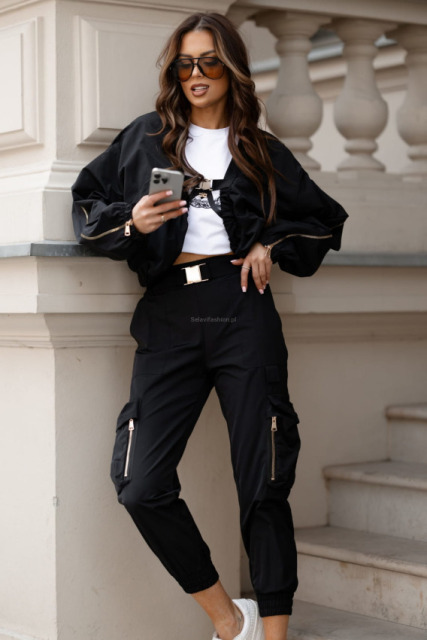 LAVESTINO ZGRABNE SPODNIE BOJÓWKI CZARNE