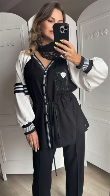 LA VINCI ELEGANCKI 2 CZĘŚCIOWY KOMPLET BIEL/CZERŃ