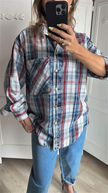 SHEZZEN KOSZULA W KRATĘ DEKATYZOWANA 100% TENCEL CZERWIEŃ/GRANAT SHEZZEN KOSZULA W KRATĘ DEKATYZOWANA 100% TENCEL CZERWIEŃ/GRANAT