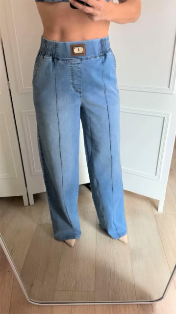 ZANESSI JEANSY PROSTE  NOGAWKI GUMA W PASIE