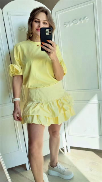 LAVESTINO T-SHIRT Z RÓŻAMI ŻÓŁTY LAVESTINO T-SHIRT Z RÓŻAMI ŻÓŁTY