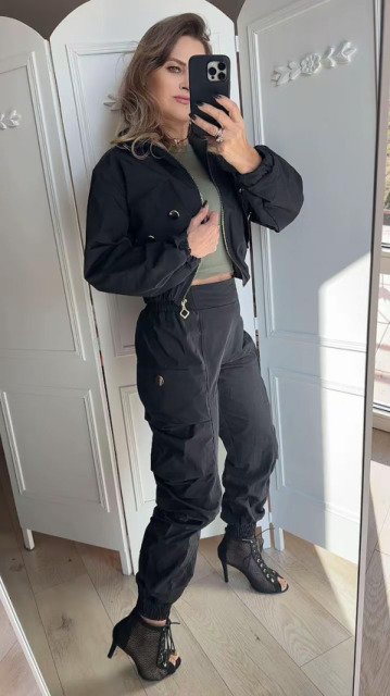 LAVESTINO SPODNIE BOJÓWKI CZARNE DRAPOWANE NOGAWKI