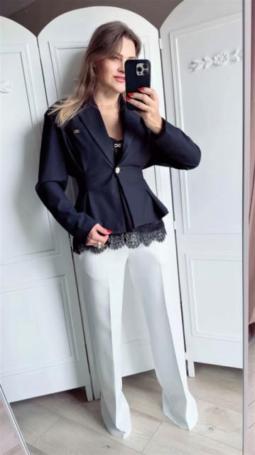 La Diva Mia ELEGANCKIE SPODNIE ŚMIETANOWE