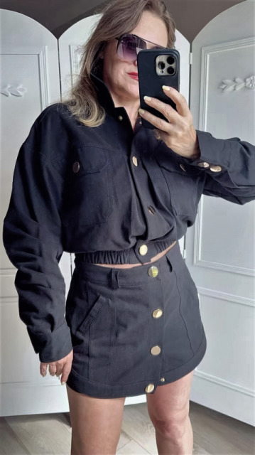 LAVESTINO KURTKA JEANSOWA CZARNA ZŁOTE NAPY