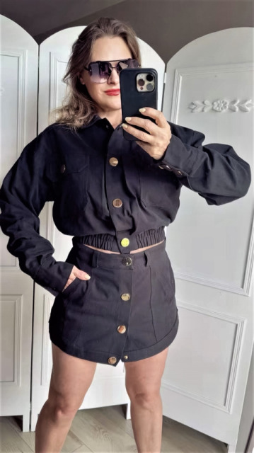 LAVESTINO SZORTY JEANSOWE CZARNE ZŁOTE NAPY