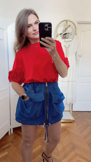 LAVESTINO T-SHIRT Z RÓŻAMI CZERWONY