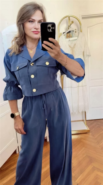 La Diva Mia ELEGANCKI 2cz KOMPLET JEANSOWY BLUE