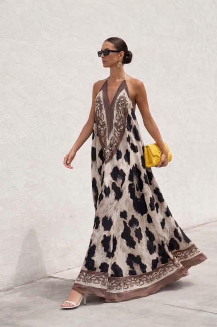 FRIME LETNIA SUKIENKA MAXI PRINT SAFARI II FANGO
