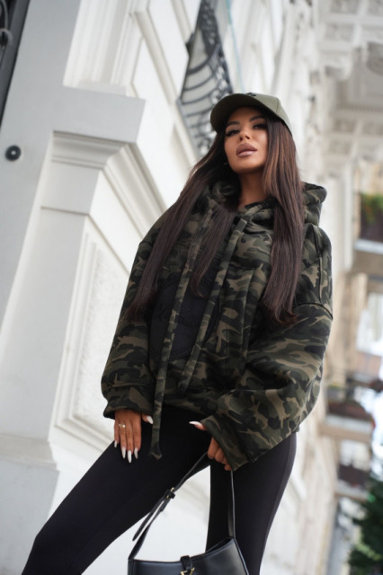 LAVESTINO BLUZA OVERSIZE MORO OCIEPLONA